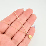 Set Cadena y Dije Flor Espejo + Virgen Milagrosa 1.35gr / 45cm / 1.3mm Oro Amarillo 18K (Oferta) *