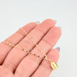 Set Cadena y Dije Flor Espejo + Virgen Milagrosa 1.25gr / 45cm / 1.3mm Oro Amarillo 18K (Oferta) *