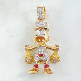 Dije Pato Bolsas Dinero 6gr / 3.5cm / Dos Oros Amarillo Blanco 18K *