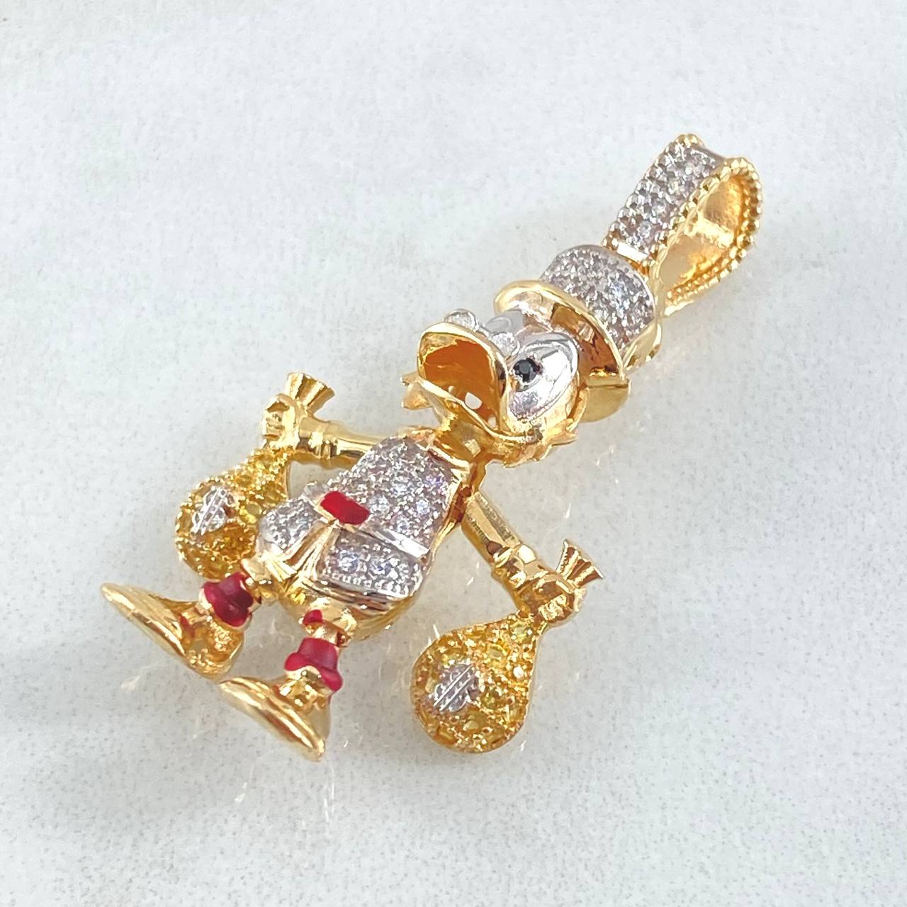Dije Pato Bolsas Dinero 6gr / 3.5cm / Dos Oros Amarillo Blanco 18K *