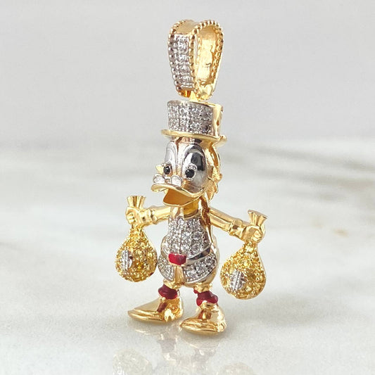 Dije Pato Bolsas Dinero 6gr / 3.5cm / Dos Oros Amarillo Blanco 18K *