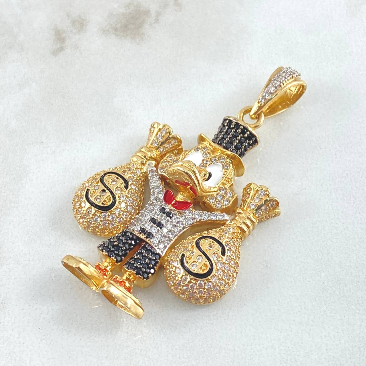 Dije Pato Bolsas Dinero 15.3gr / 5cm / Dos Oros Amarillo Blanco 18K *