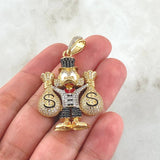 Dije Pato Bolsas Dinero 15.3gr / 5cm / Dos Oros Amarillo Blanco 18K *