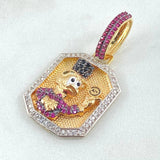 Dije Placa Pato Dinero 6.35gr / 3.7cm / Dos Oros Amarillo Blanco 18K *
