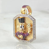 Dije Placa Pato Dinero 6.35gr / 3.7cm / Dos Oros Amarillo Blanco 18K *