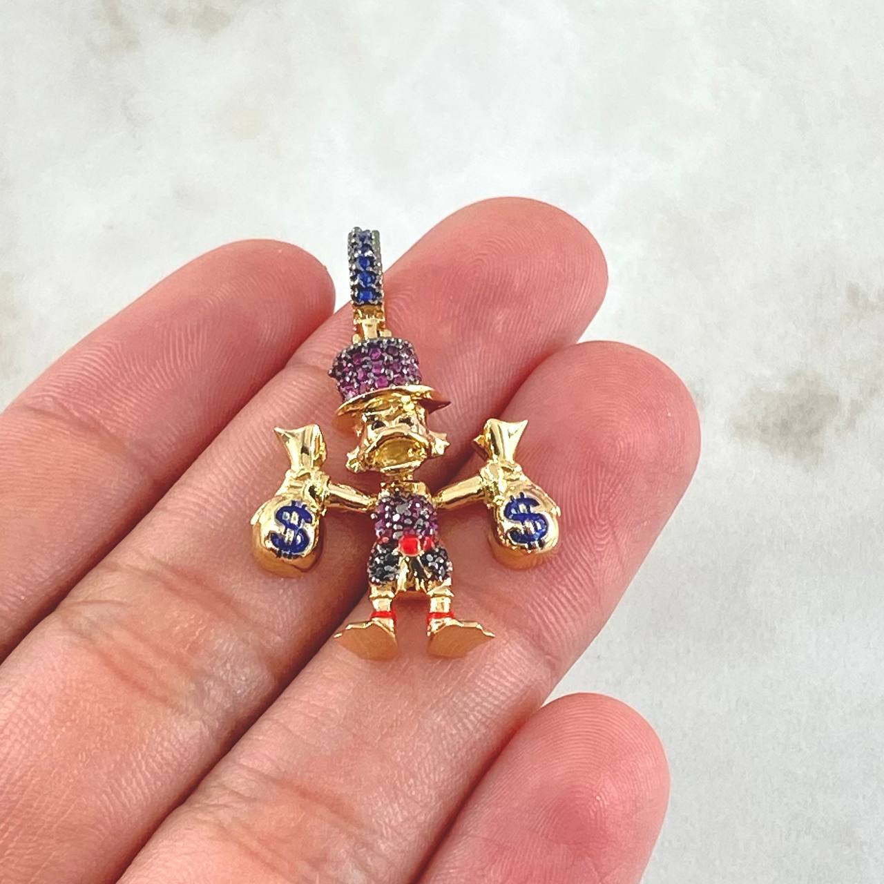 Dije Pato Bolsas Dinero 4.5gr / 3.5cm / Oro Amarillo 18K *