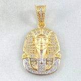Dije Rostro Faraón 7.3gr / 3.2cm / Dos Oros Amarillo Blanco 18K *