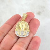Dije Rostro Faraón 7.3gr / 3.2cm / Dos Oros Amarillo Blanco 18K *
