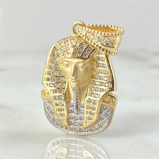 Dije Rostro Faraón 7.3gr / 3.2cm / Dos Oros Amarillo Blanco 18K *