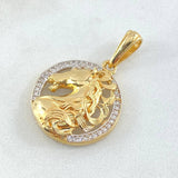 Dije Placa Caballo 4.55gr / 3.2cm / Dos Oros Amarillo Blanco 18K *