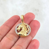 Dije Placa Caballo 4.55gr / 3.2cm / Dos Oros Amarillo Blanco 18K *