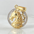 Dije Placa Caballo 4.55gr / 3.2cm / Dos Oros Amarillo Blanco 18K *