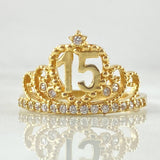 Anillo Corona Corazon Quinces 3.05gr / T7 1/2 / Oro Amarillo 18K