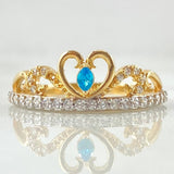 Anillo Corona Corazon Oleado 2.55gr / T6 3/4 / Dos Oros Amarillo Blanco 18K