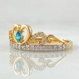 Anillo Corona Corazon Oleado 2.55gr / T6 3/4 / Dos Oros Amarillo Blanco 18K