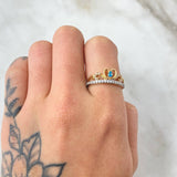 Anillo Corona Corazon Oleado 2.55gr / T6 3/4 / Dos Oros Amarillo Blanco 18K