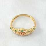 Anillo Corona Corazon Quinces 3.2gr / T7 1/4 / Dos Oros Amarillo Blanco 18K