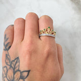 Anillo Corona Corazon Quinces 3.2gr / T7 1/4 / Dos Oros Amarillo Blanco 18K