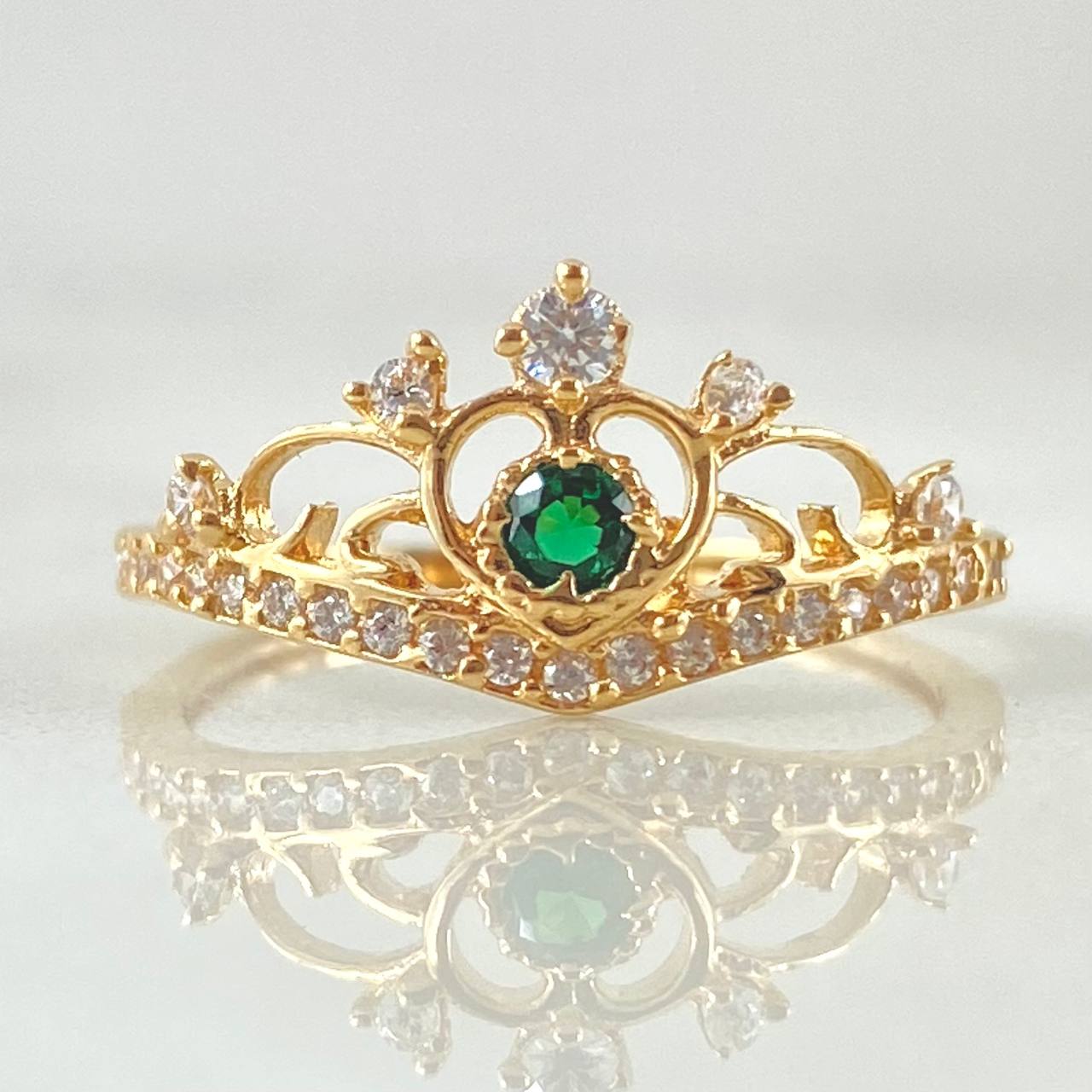 Anillo Corona Corazon  1.6gr / T5 1/2 / Oro Amarillo 18K