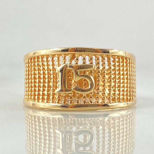Anillo Malla Quinces 3.4gr / T6 1/4 / Oro Amarillo 18K