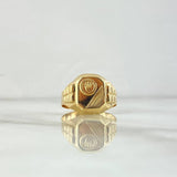 Anillo Sello Corona RX Rayada  4.15gr / T8 3/4 / Oro Amarillo 18K *