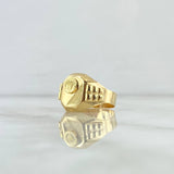 Anillo Sello Corona Rayada 3.95gr / T7 1/2 / Oro Amarillo 18K