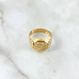 Anillo Sello Corona RX Rayada  4.2gr / T10 / Oro Amarillo 18K ©