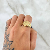 Anillo Sello Corona RX Rayada  4.15gr / T8 3/4 / Oro Amarillo 18K *