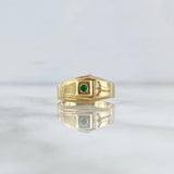 Anillo Cristo Punta Rayada 2.5gr / T7 3/4 / Circon Verde Oro Amarillo 18K