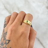 Anillo Cristo Punta Rayada 2.25gr / T7 1/4 / Circon Verde Oro Amarillo 18K