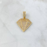 Dije Silueta Diamante 5.7gr / 3.7cm / Circones Blancos Oro Amarillo 18K ©