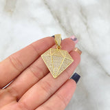 Dije Silueta Diamante 5.7gr / 3.7cm / Circones Blancos Oro Amarillo 18K ©