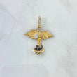 Dije San Miguel Arcángel De 4.8gr / 3.2cm / Circones Blancos Y Negros Oro Amarillo 18K ©