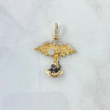 Dije San Miguel Arcángel De 4.8gr / 3.2cm / Circones Blancos Y Negros Oro Amarillo 18K ©