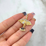 Dije San Miguel Arcángel De 4.8gr / 3.2cm / Circones Blancos Y Negros Oro Amarillo 18K ©