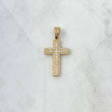 Dije Cruz Parcial 4.55gr / 4.3cm / Circones Blancos Oro Amarillo 18K ©