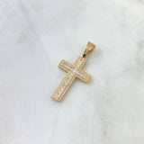 Dije Cruz Parcial 4.55gr / 4.3cm / Circones Blancos Oro Amarillo 18K ©