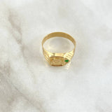Anillo Corona Sello RX  3gr / T10 / Circon Verde Oro Amarillo 18K ©
