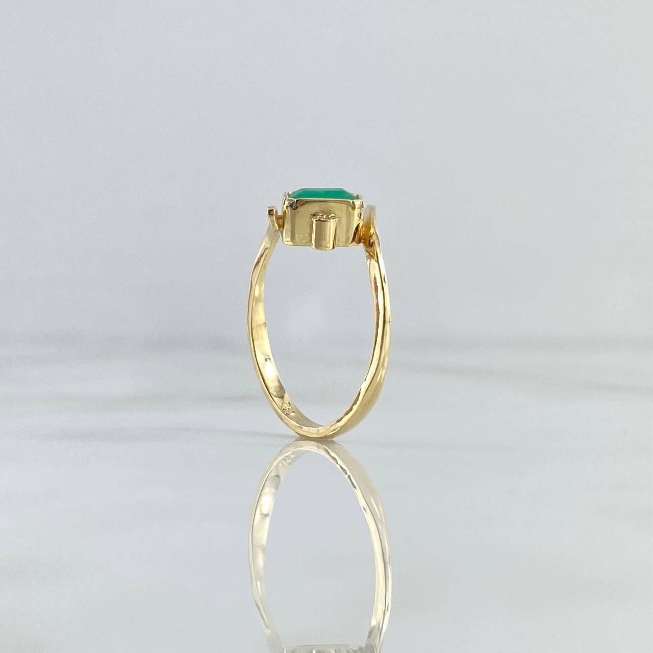 Anillo Solitario Finesse Latérale 2.9gr / T8 1/4 / Esmeraldas 74Pts - Circones Blancos Oro Amarillo 18K ©
