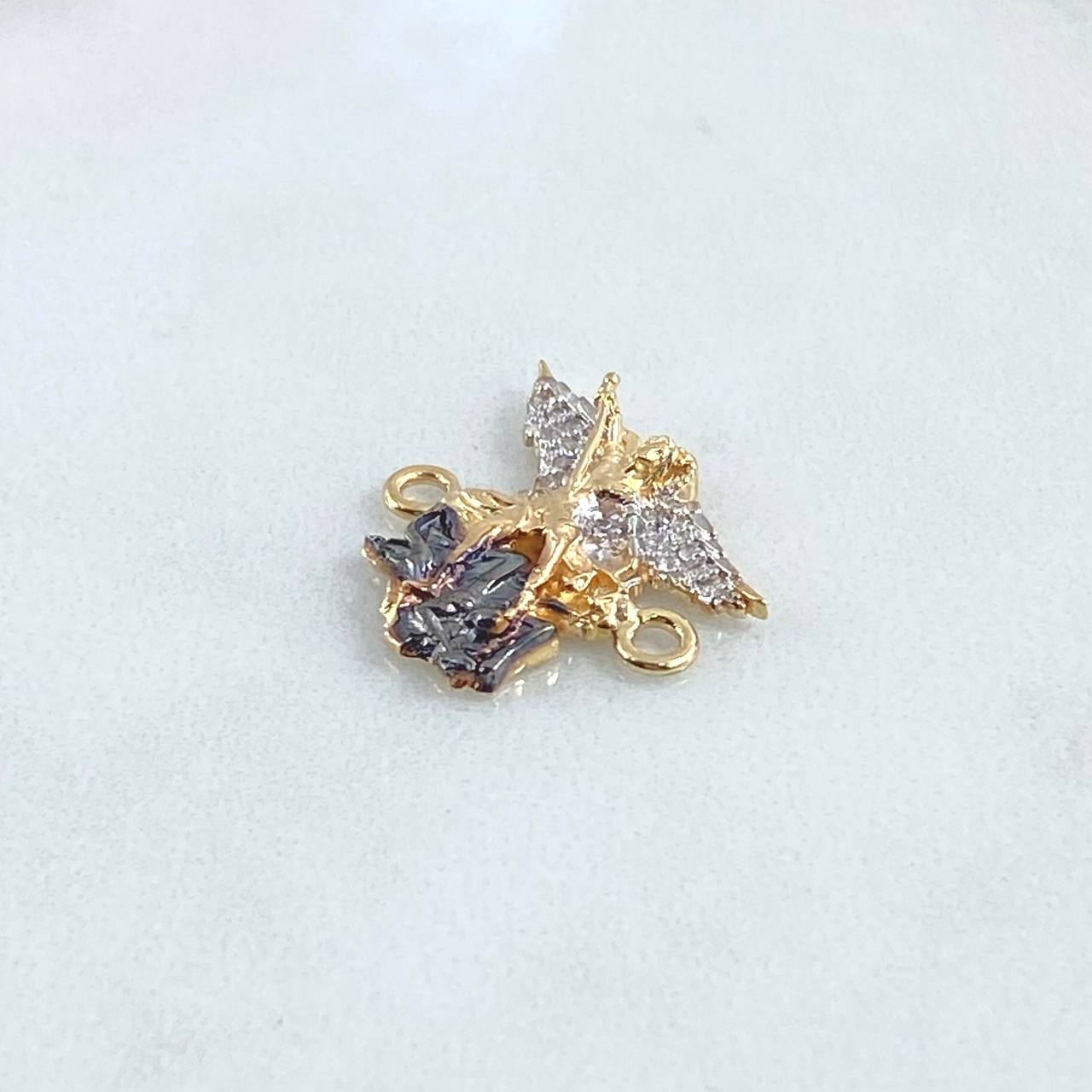 Herraje San Miguel Arcangel 2.9gr / 1.8cm / Circones Blancos Oro Amarillo 18K ©