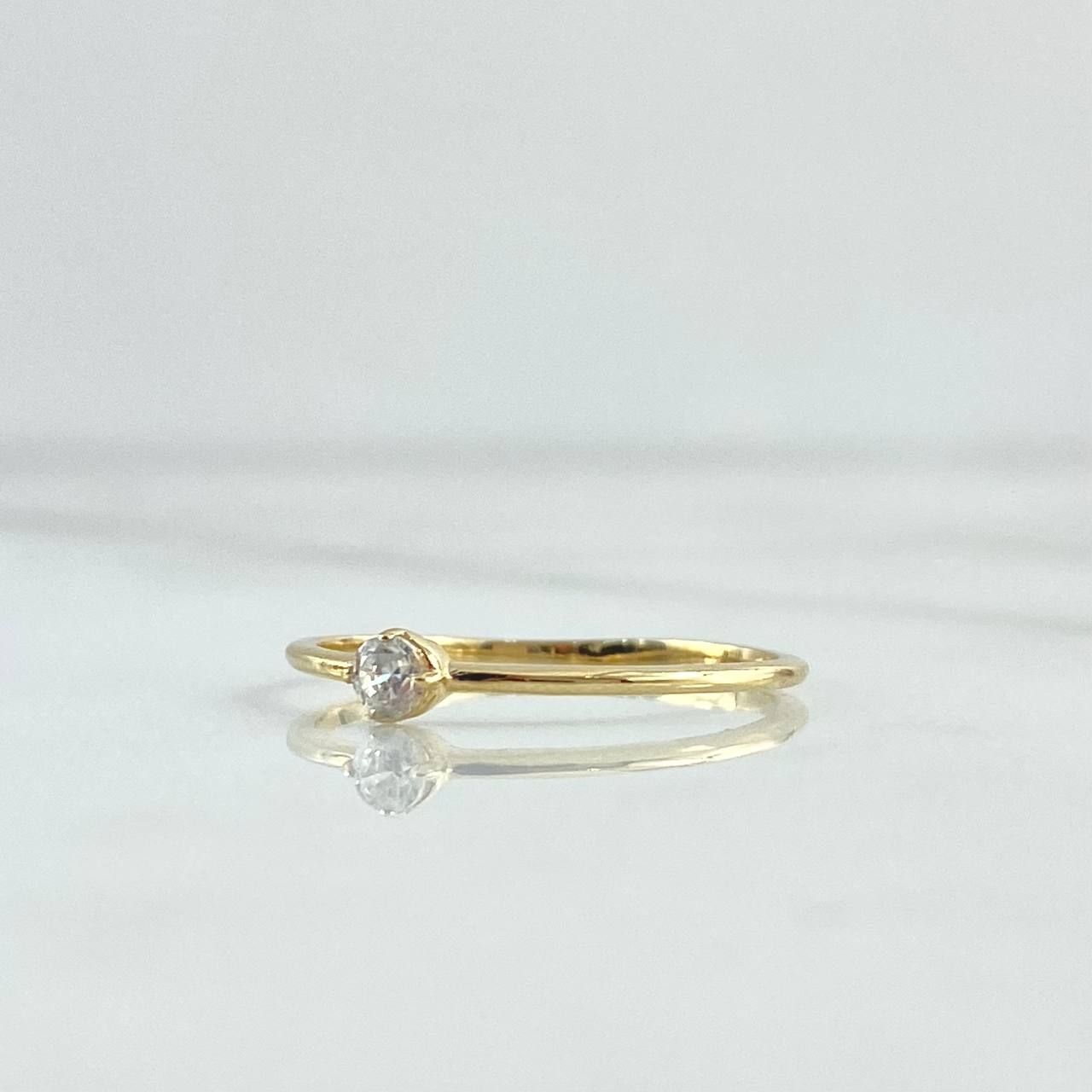 Anillo Solitario Fino 1.15gr / T7 1/4 / Circon Blanco Oro Amarillo 18K ©