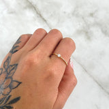 Anillo Solitario Fino 1.15gr / T7 1/4 / Circon Blanco Oro Amarillo 18K ©