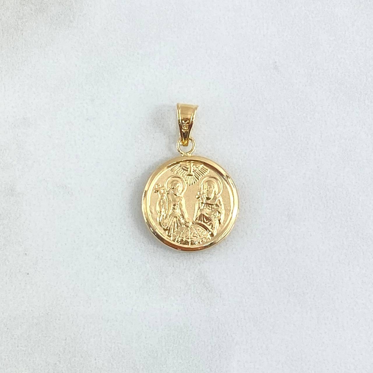 Dije Santísima Trinidad 1.15gr / 2.5cm / Circulo Mate Troquelado Oro Amarillo 18K