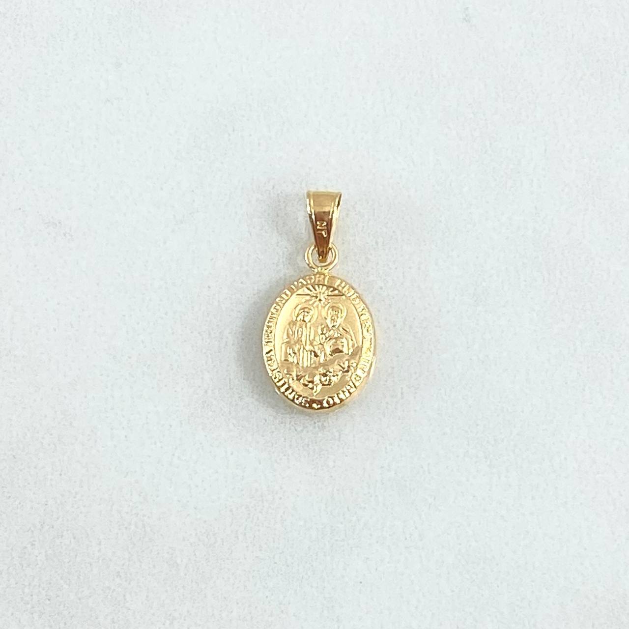 Dije Santisima Trinidad 0.6gr / 2cm / Ovalo Mate Troquelado Oro Amarillo 18K
