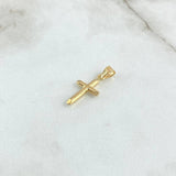 Dije Cruz Puntas Planas 0.35gr / 2.2cm / Cargador Liso Oro Amarillo 18K