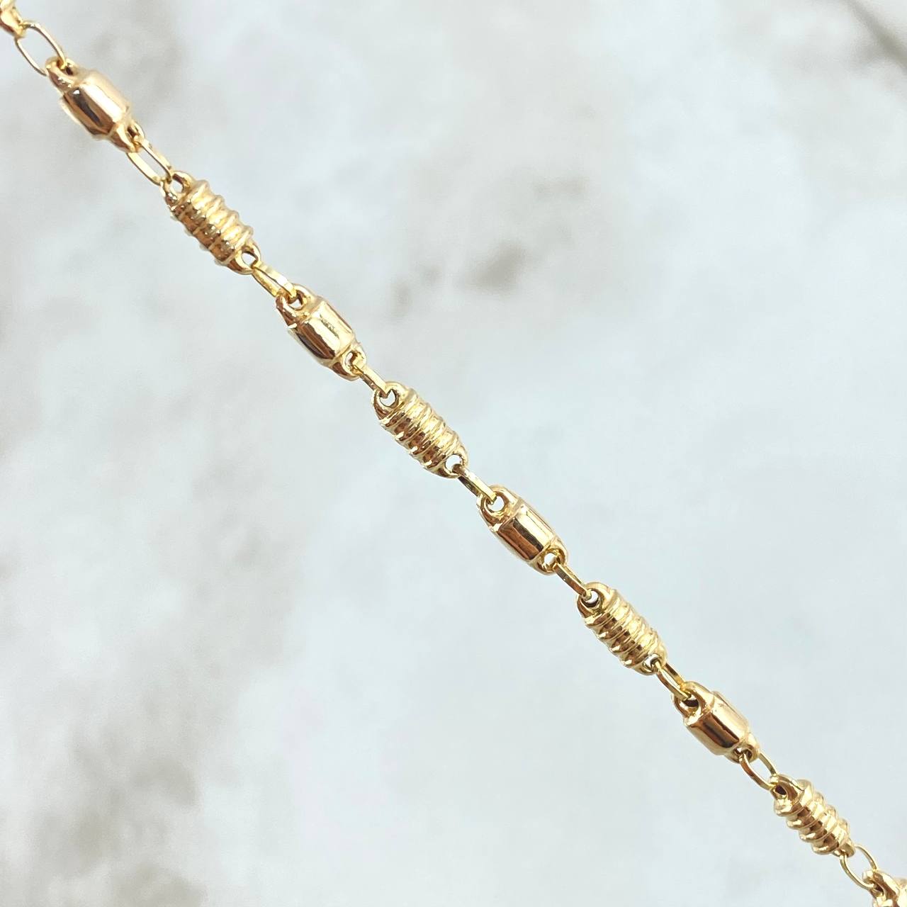 Pulso Rustico Barril Rayado 3.15gr / 18.5cm / 3.2mm Oro Amarillo 18K