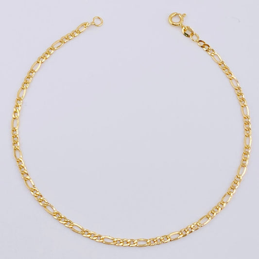 Tobillera Figaro 2.1gr / 24.5cm / 2.7mm Oro Amarillo +1 18K