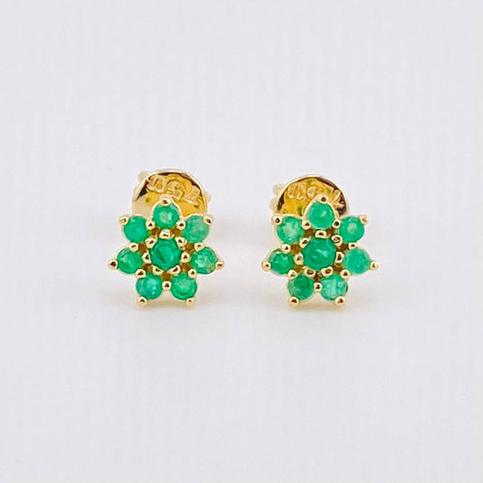 Topos Flor Fugaz Esmeraldas 29pts 1.45gr / 7mm Oro Amarillo 18K ©