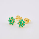 Topos Flor Fugaz Esmeraldas 29pts 1.45gr / 7mm Oro Amarillo 18K ©