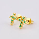 Topos Crúz Latina Esmeraldas 19pts 1.5gr / 0.8cm / Oro Amarillo 18K ©